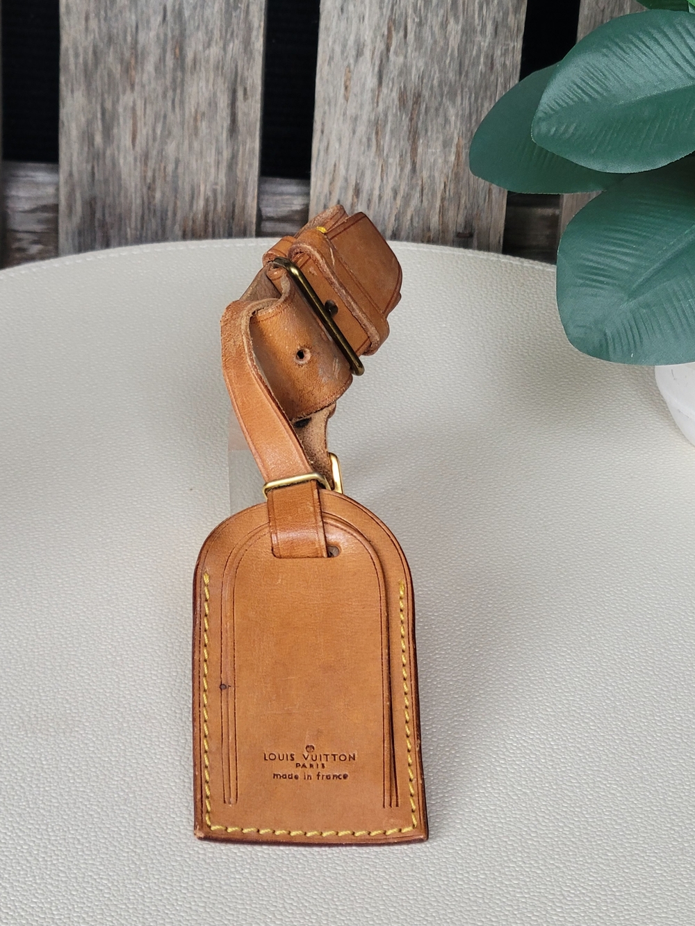 Louis Vuitton Luggage ID Tag & Handle Strap Yellow Stitching and Brass Buckle - Picture 3 of 14